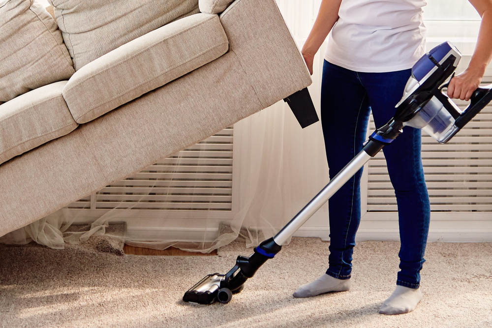 Cleaning Carpet under the Sofa - Carpet Cleaning in Rockhampton, QLD